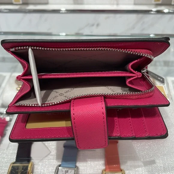 Michael Kors Medium Saffiano Leather Bifold WalletNWT Dragonfruit